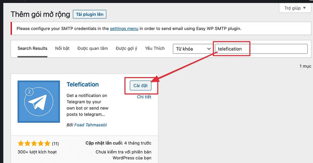 Cài đặt Telegram lên WordPress