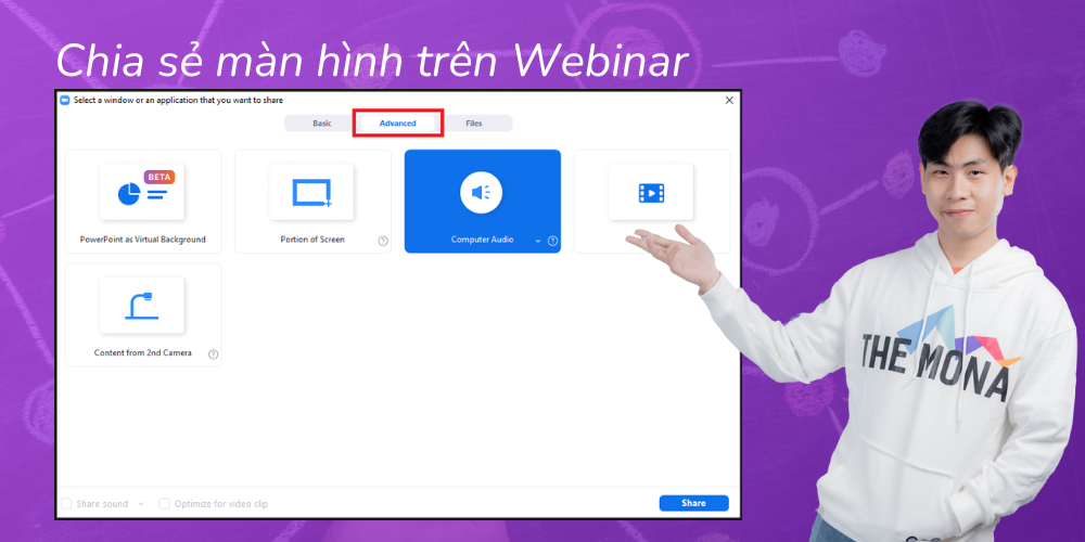 Chia sẻ màn hình trên Webinar 