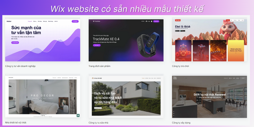 wix website có sẵn nhiều mẫu thiết kế