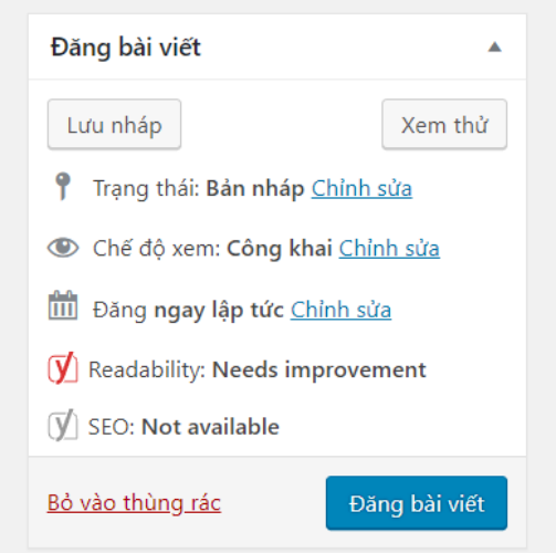 Lưu nháp hoặc đăng bài viết