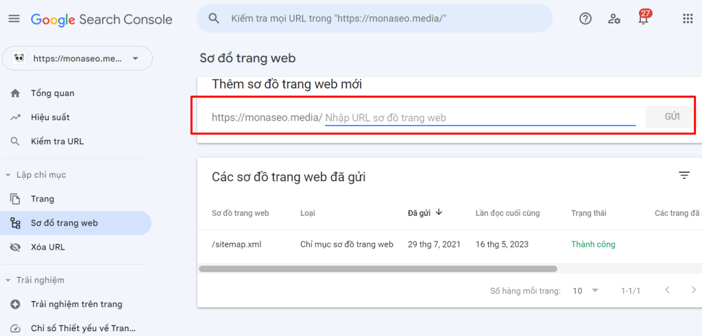 submit sơ đồ Sitemaps trang web trên Google Webmaster Tool