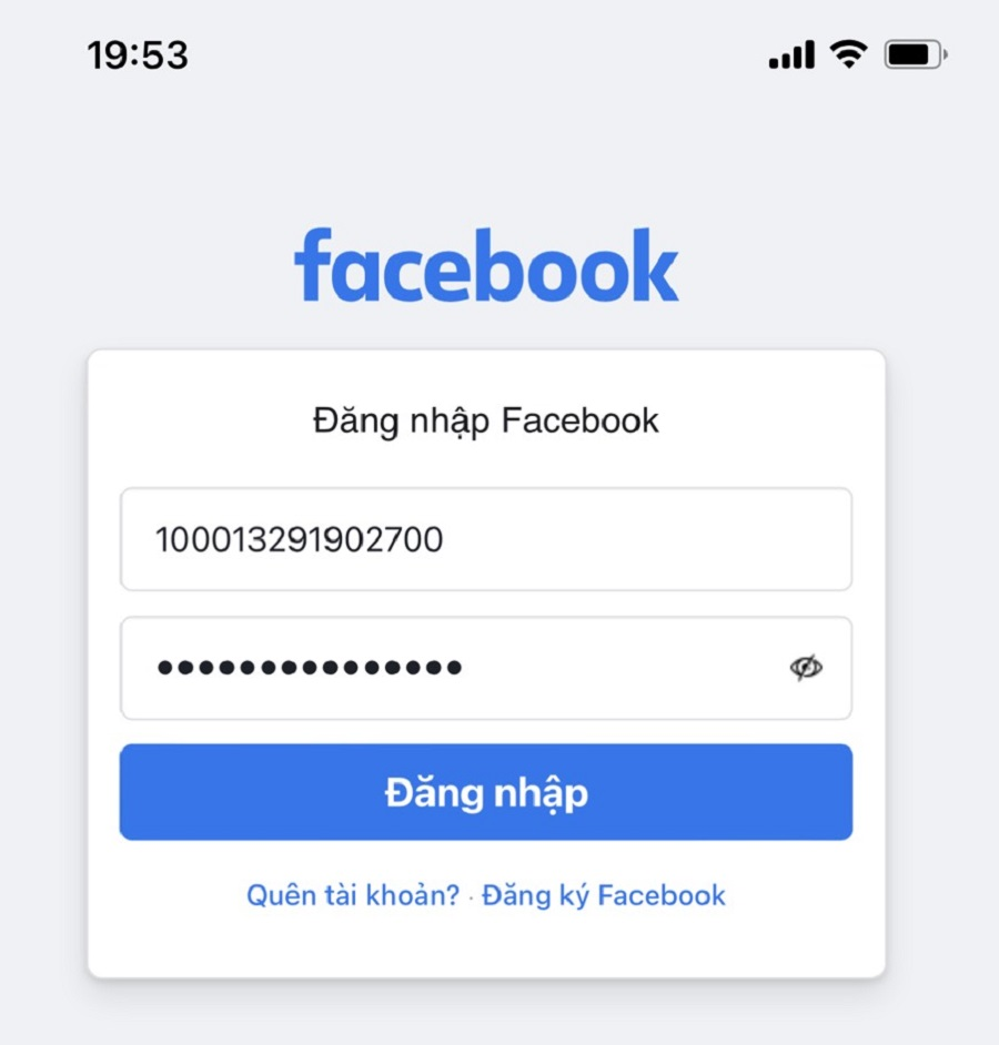 Mở Profile và đăng nhập vào Facebook, sử dụng UID và Pass như đã nói ở trên