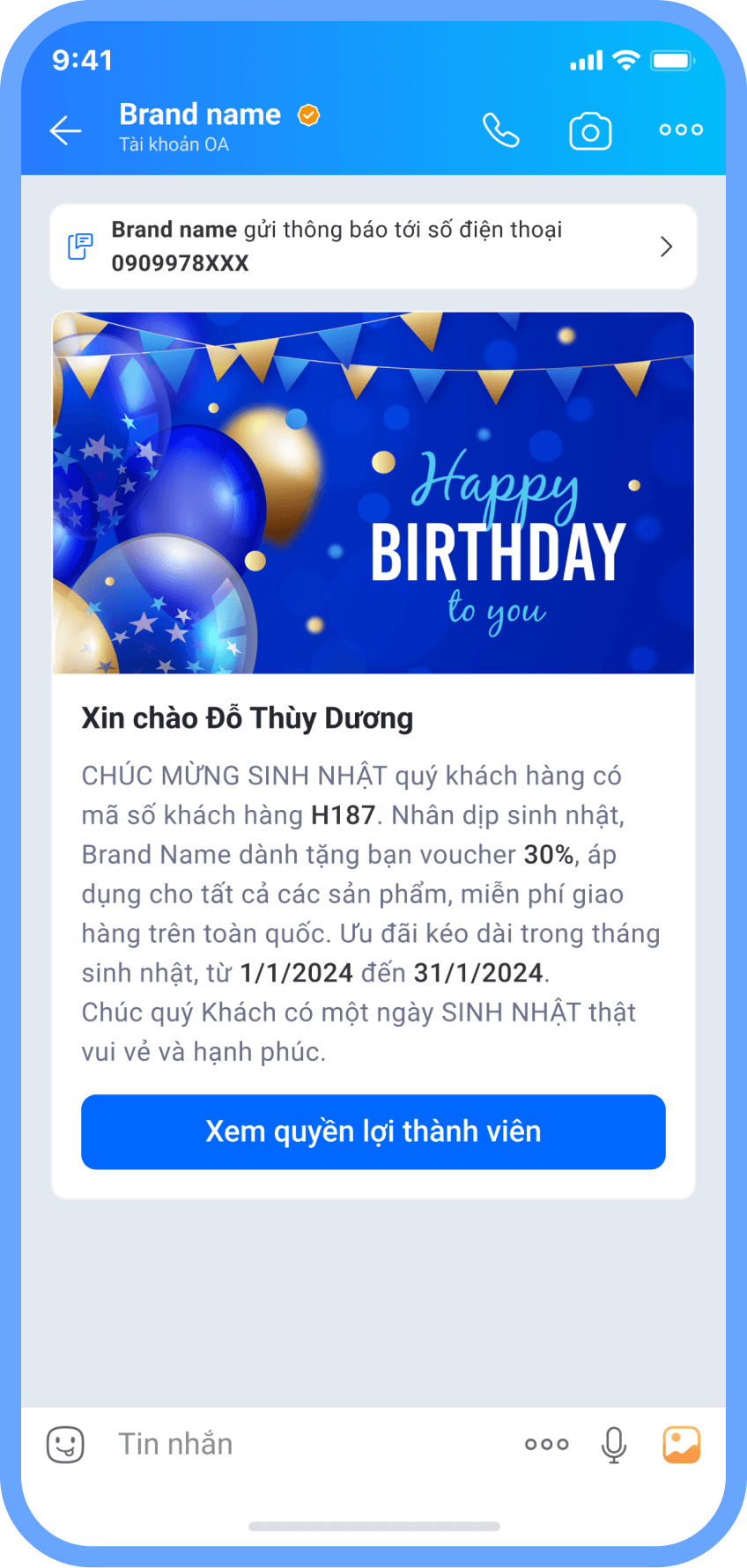CSKH: Chương trình Sinh nhật